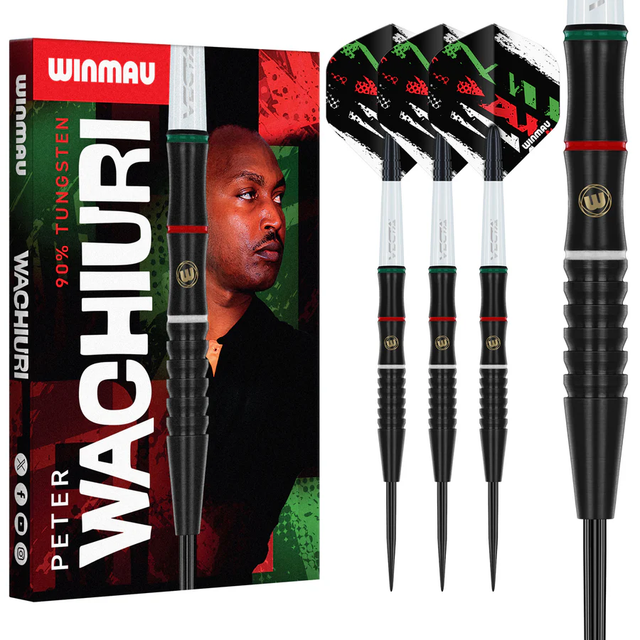 WINMAU PETER WACHIURI 90% TUNGSTEN STEEL TIP DARTS