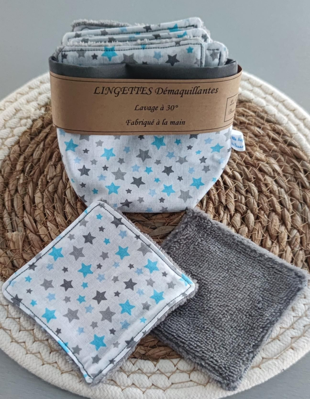 Panier petit étoiles grise et bleue 