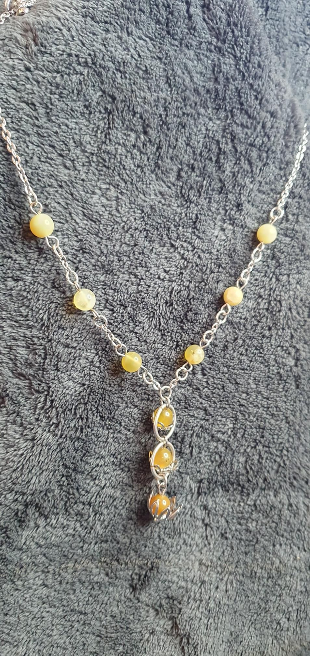 Collier acier inoxydable en Opale jaune 