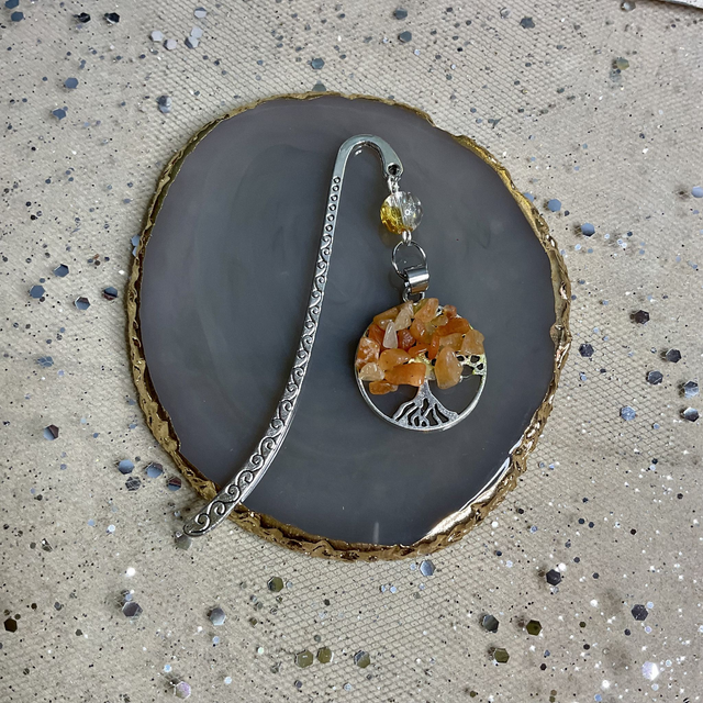 Handmade bookmark with colourful beads.