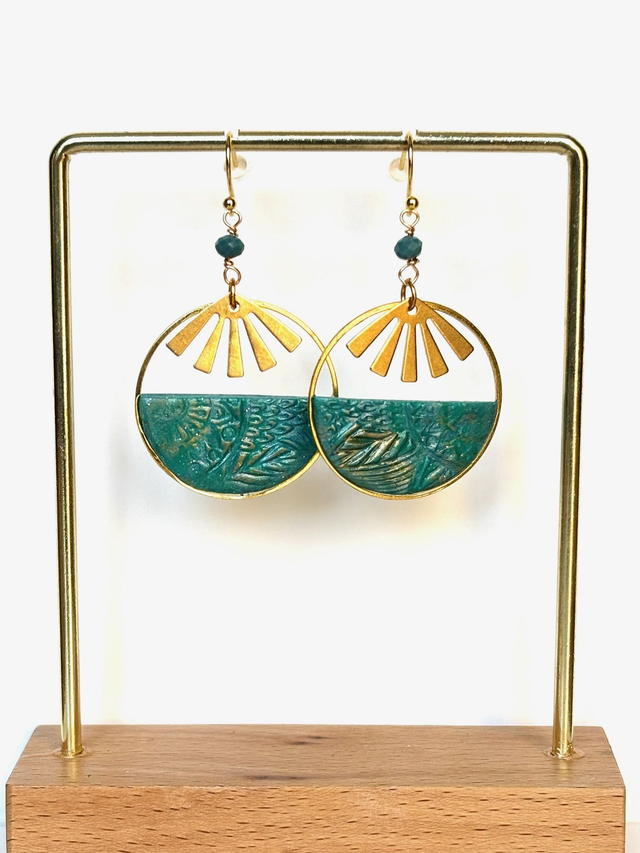 Boucles « Rayons d’or vert »