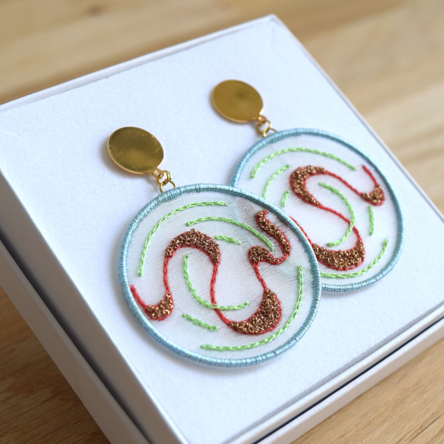 Boucles - FLOW - Bleu/vert/corail 