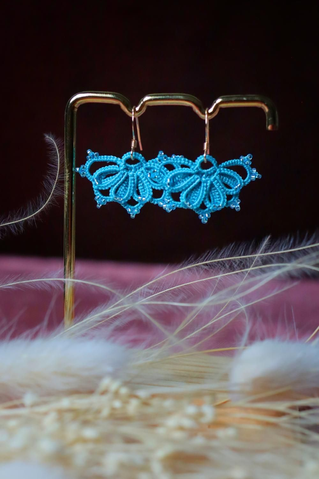 Boucles d'oreille en dentelle Ophélie - avec perles