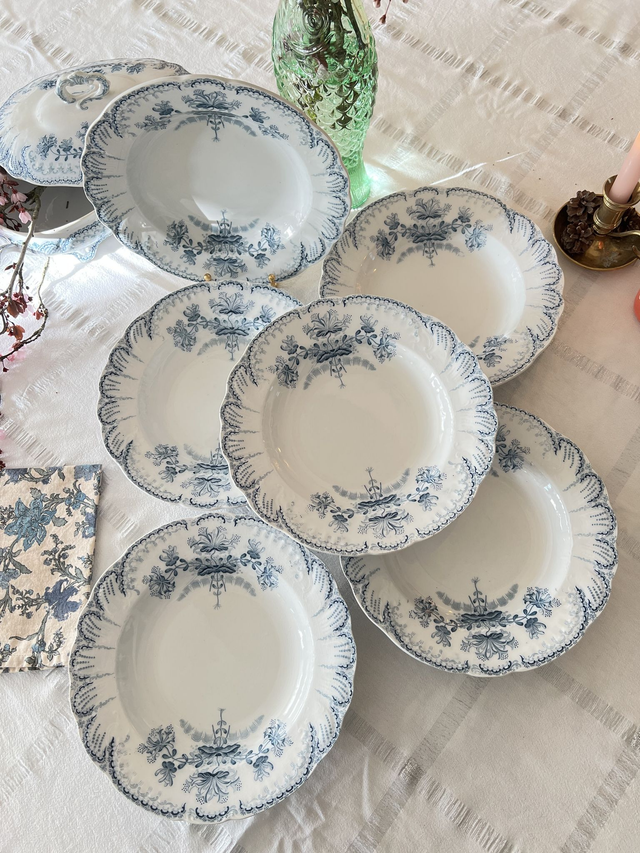 REGENCE - Suite de 6 assiettes creuses modèle Régence signées St Amand & Hamage Nord - Terre de Fer