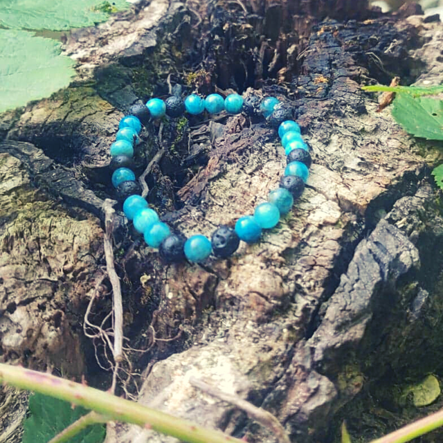  Apatite &amp; Pierre De Lave Bracelet 6 mm