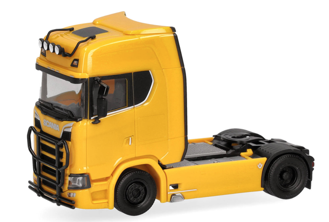 Scania CS 20 HD Zugmaschine mit Lampenbügel und Rammschutz 2achs, ginstergelb Herpa 1:87