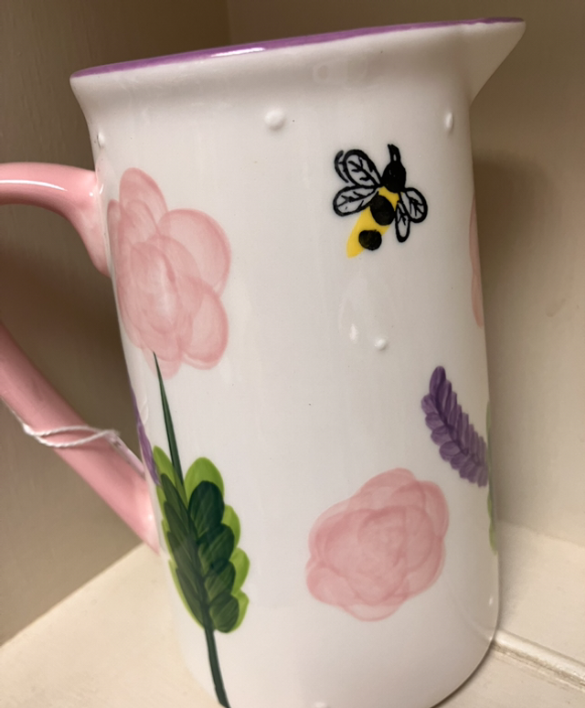 Homeware Hand-painted Bee and Floral Jug 