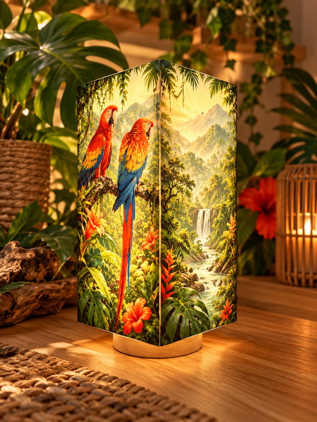 Lampe d'ambiance en cire 10x10x21cm- "Jungle"