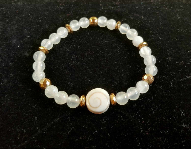 Bracelet oeil de ste lucie et sélénite 6mm