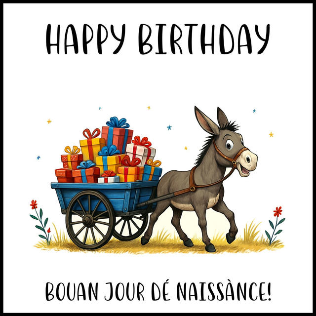 100 CARD - OCCASION BIRTHDAY DONKEY CART