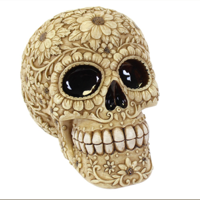 Floral skull money box