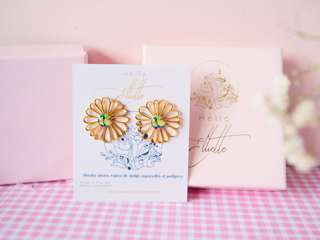 Boucles d'oreille puces marguerite