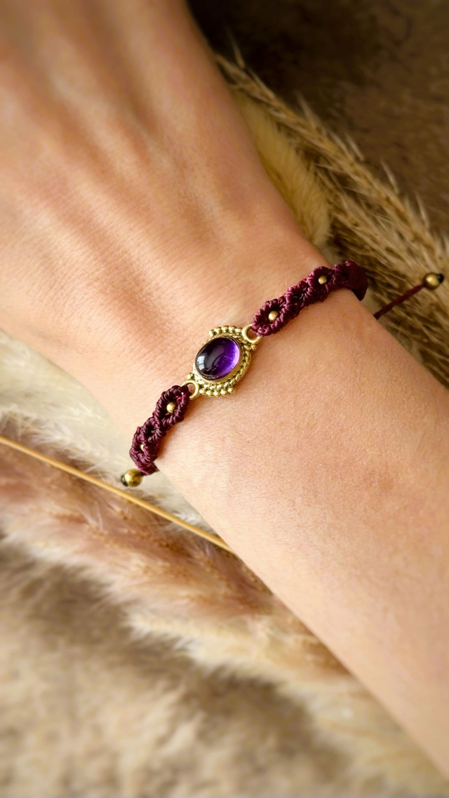 Nocturne - Parure micro-macramé et améthyste / Collection Céleste