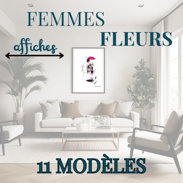Affiches A6 - A5 - A4 FEMMES FLEURS