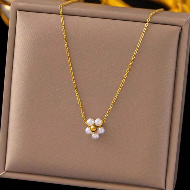 Collier PERLIA 1 Fleur | Ajustable en acier inoxydable 