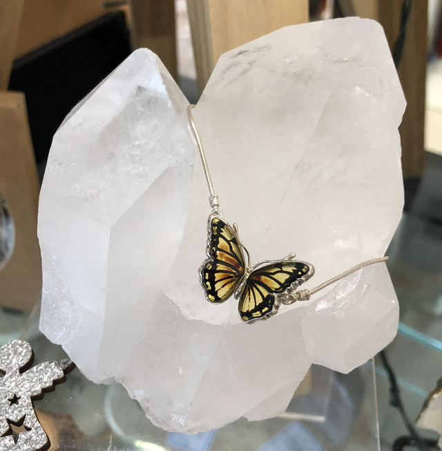 Papillon ambre &amp; argent 925
