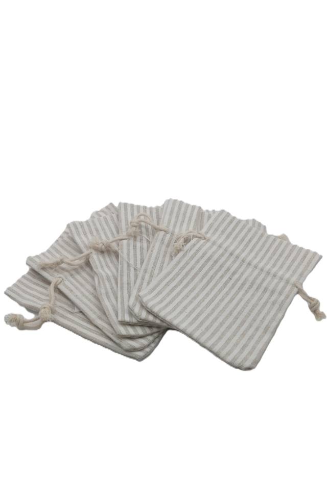 Leinen Säckli beige gestreift