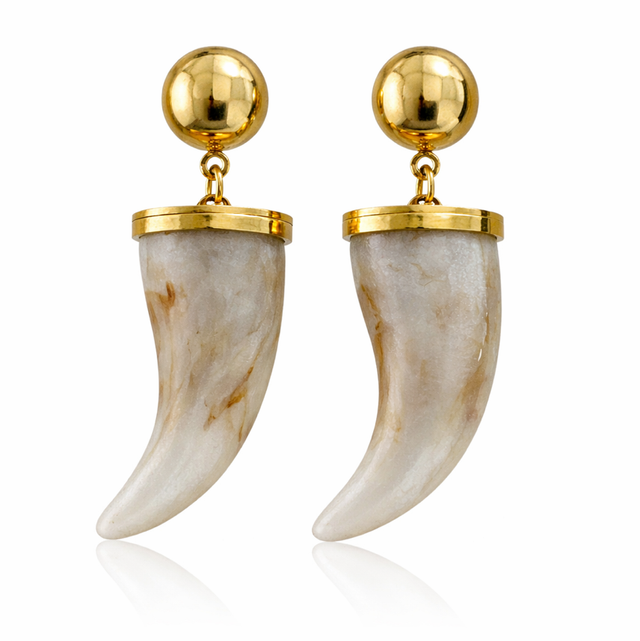 Pendientes acero dorado cuerno efecto mármol 