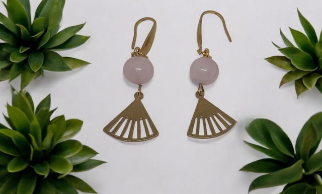 Boucles d'oreilles pierre QUARTZ ROSE 