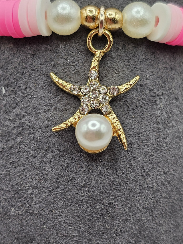 Heishi Clay Bead & Faux Pearl 'Starfish' Bracelet.