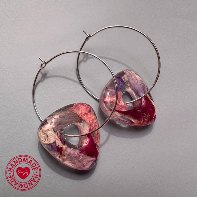 Earring Hoops - Triangular Flower Confetti