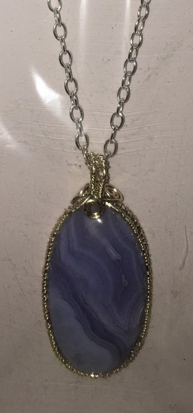 Blue lace Agate natural gemstone necklace