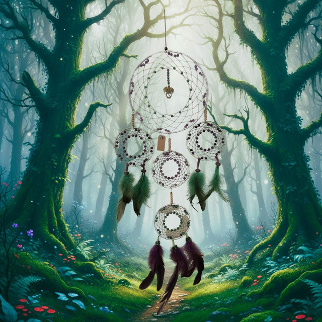 Attrape-Rêve en Améthyste et Malachite