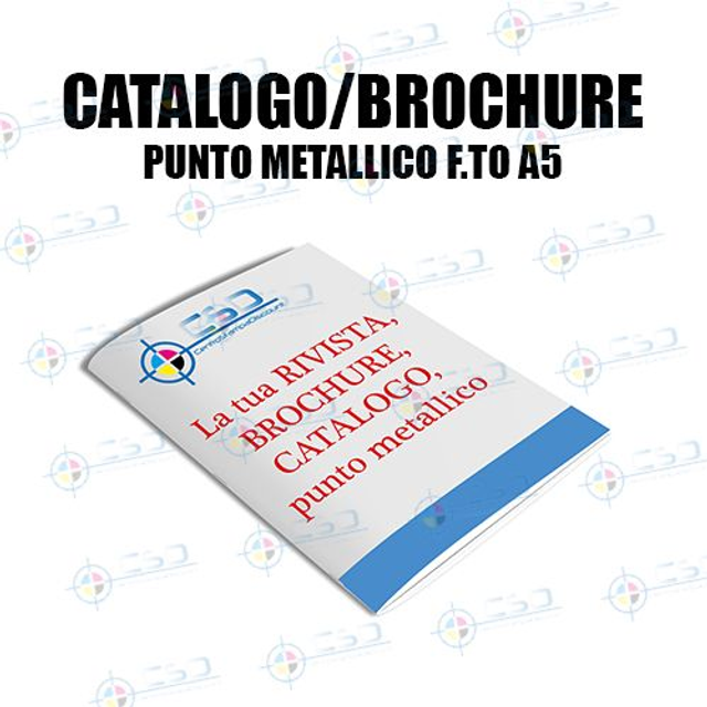 Cataloghi f.to A5 pronti in 10 giorni: 16 facciate, autocopertinato, punto metallico, carta patinata 130 grammi, stampa quadricromia (prezzo con IVA)