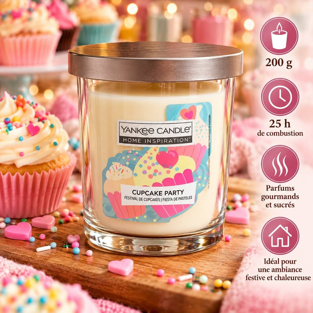 🧁 Bougie Yankee Candle – Cupcake Party (Festival de Cupcakes) – 200 g