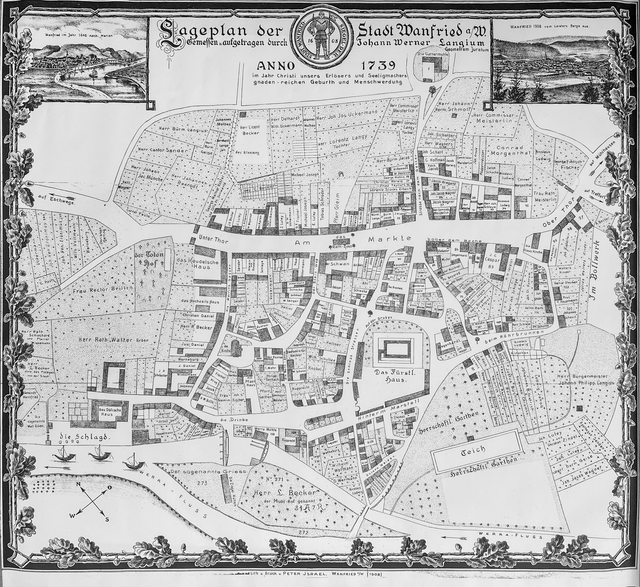 Historischer Stadtplan von Wanfried (1739 /1908)
