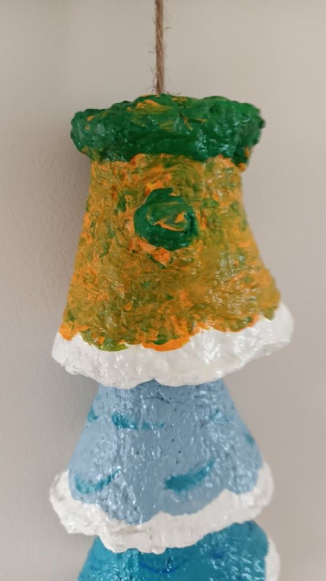 SUSPENSION POISSON BLEU, en papier mâché, fait main, décoration ou cadeau unique, 32 cm de haut