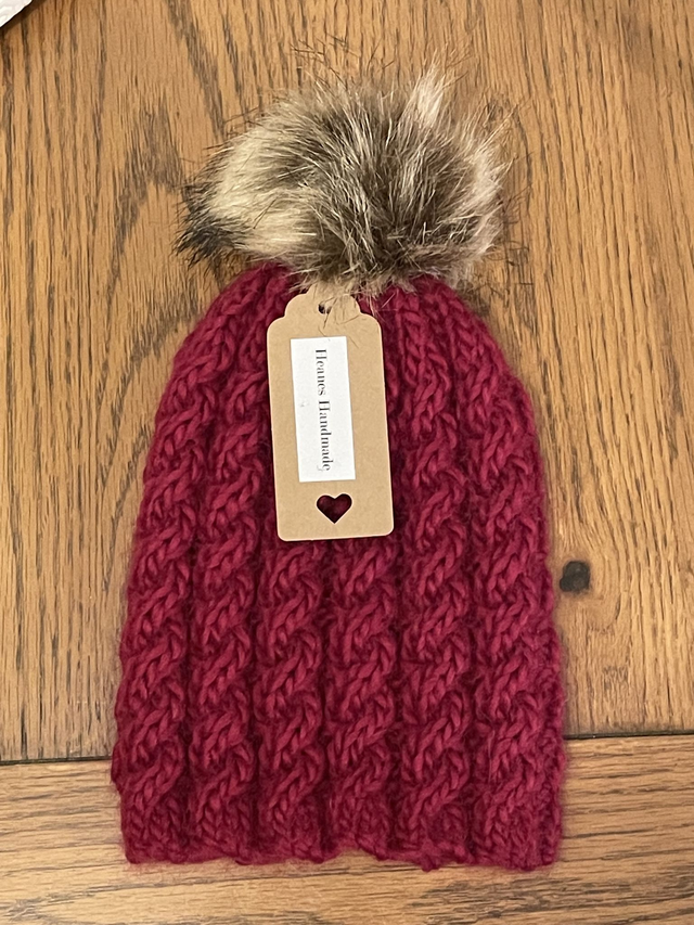 Cabled Beanie Hand knitted Hat