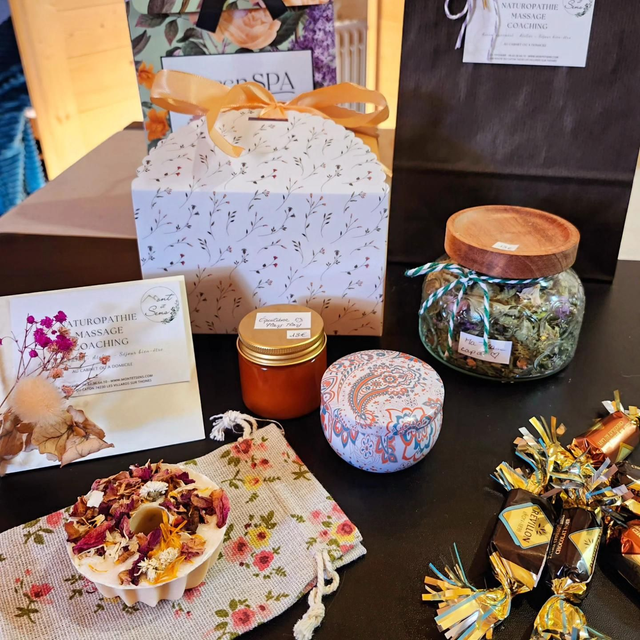 🎄Calendrier de l'après : un massage 50 minutes et 6 cadeaux : baume, tisane, savon, pochette en tissu, bougie, chocolats