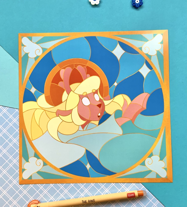 Stained glass Noelle - Print 20x20cm