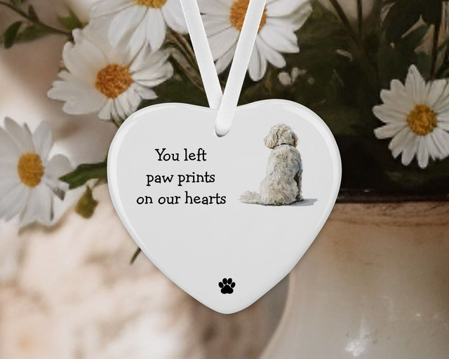 "Labradoodle"  Personalised Pet Memorial Ceramic Heart  