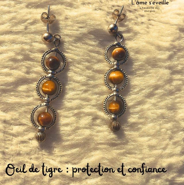 Boucles d’oreilles en œil de tigre 