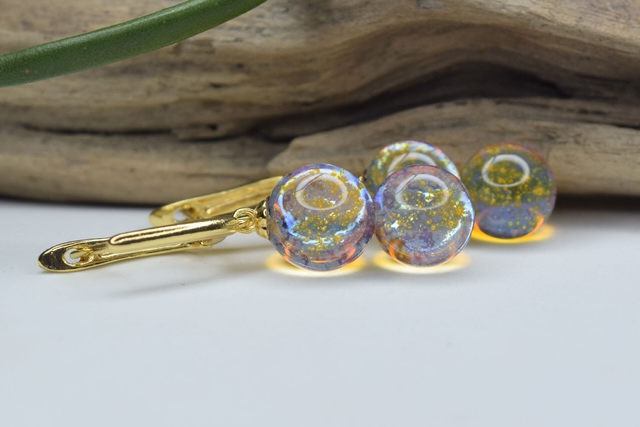 DORMEUSES DOUBLE VOIE LACTÉE AMBRE MONTURE OR (DVL18)