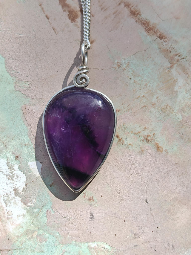 Pendentif Améthyste - Argent 925 - goutte inversée