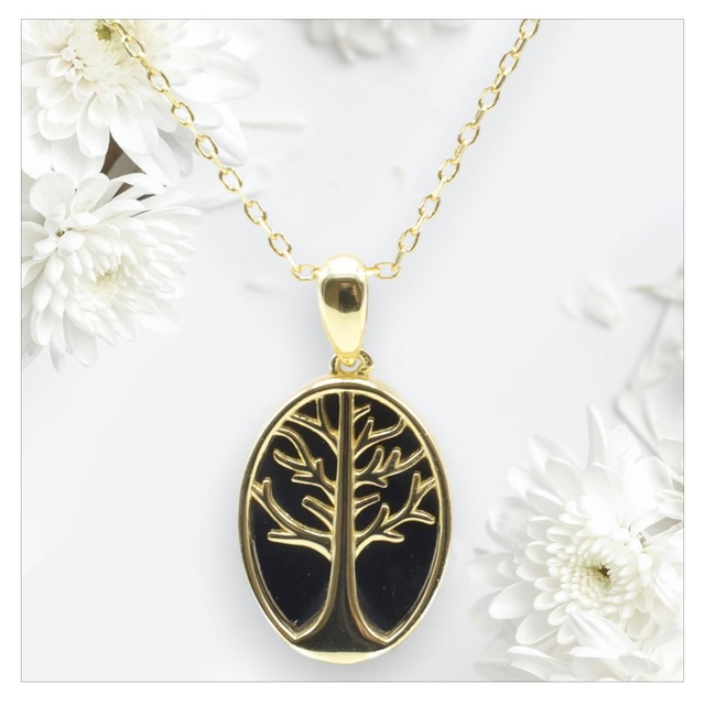 "Onyx" - Collier argent 925 arbre de vie 