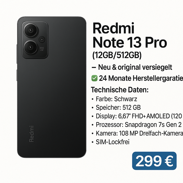 Redmi Note 13 Pro – Midnight Black (12GB/512GB)