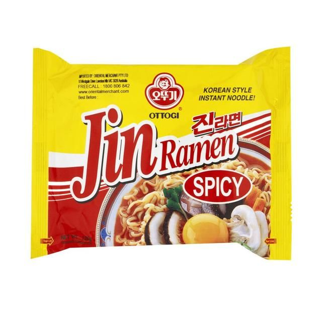Ottogi Jin Ramen Korean Style Instant Noodles - Spicy, 120 G