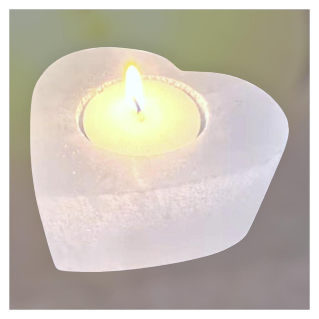 Bougeoir &quot;Coeur&quot; sélénite 