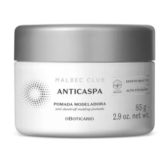 Pomada Modeladora Anticaspa Barba Malbec Club 85g O Boticario Anti-Dandruff