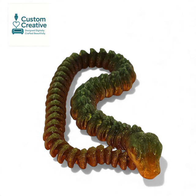 35cm Glitter Rainbow Skeleton Snake – Articulated Fidget Toy