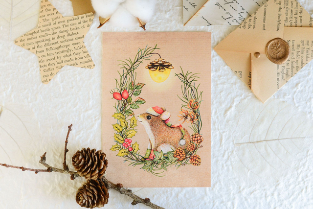 Santa Mouse Greeting /Postcard