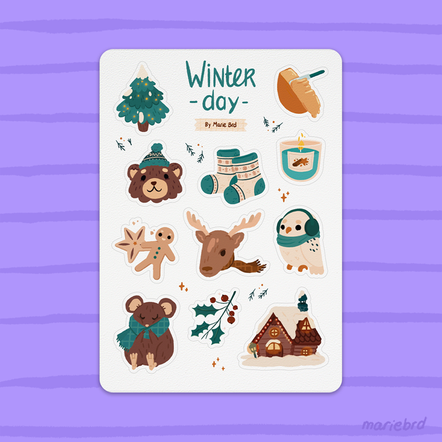 Winter Day | Stickers Planche A5