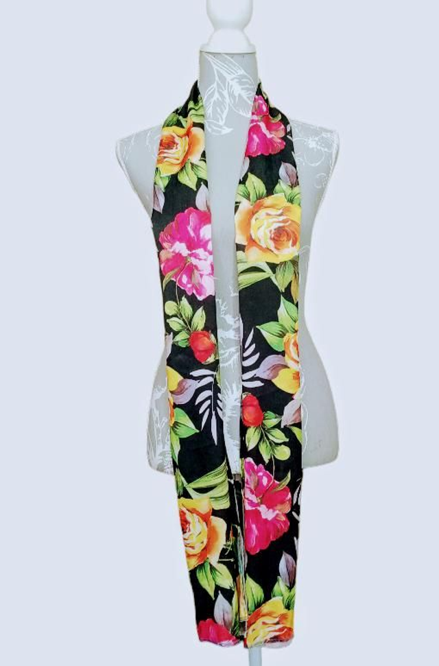 Floral Silk Satin Neck Scarf 