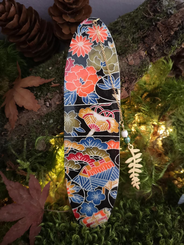 Marque-pages - japonais - papier washi - fleurs - perle - feuille - La&amp;Titia