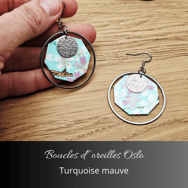 Boucle d'oreilles créoles Oslo - Turquoise mauve