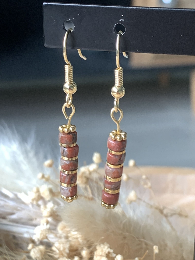 Boucles d'oreilles Soléa Granit Rouge